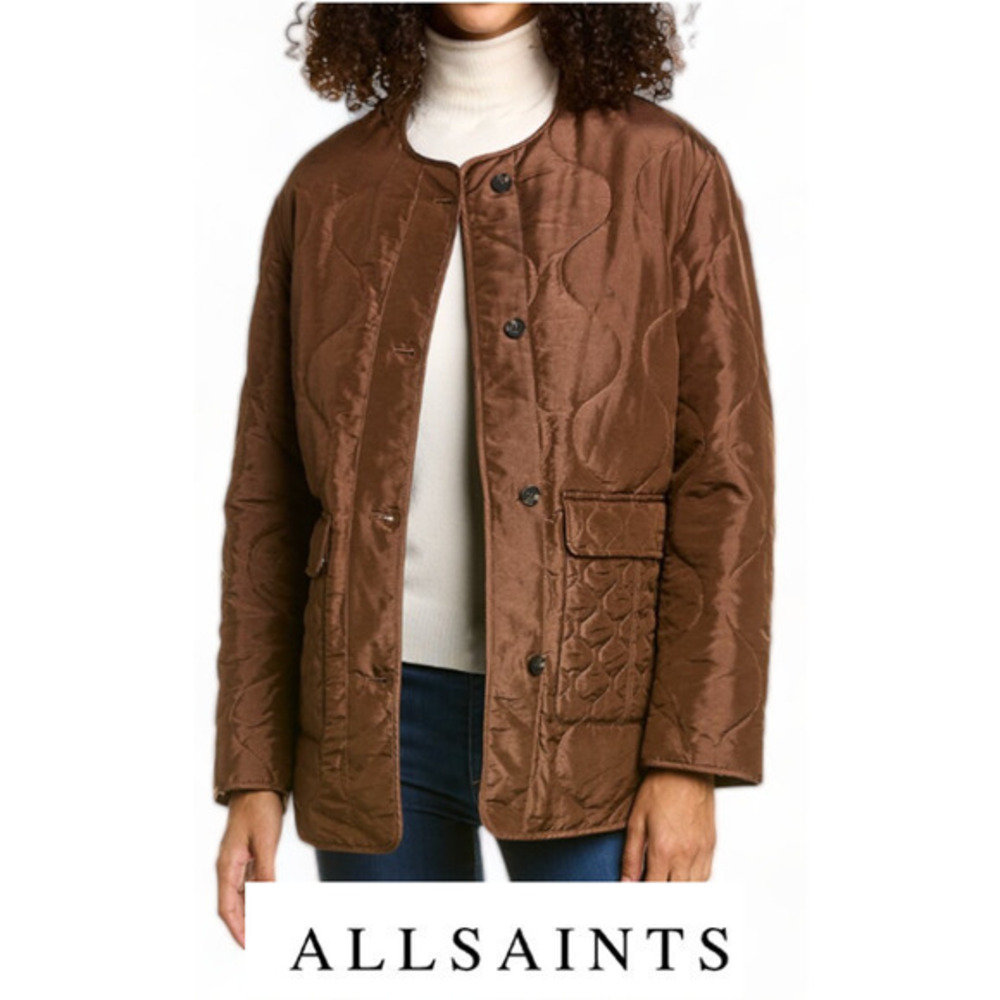 AllSaints Foxi Brown‎ Liner Jacket Size UK 4 US 0 NWT